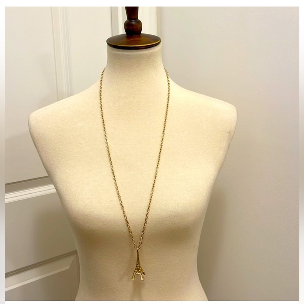 Kate Spade Parisian Lights Eiffel Tower Necklace 14k Gold plated 30” - Picture 4 of 11